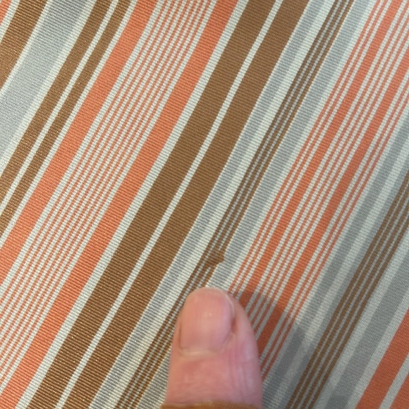 Vintage Pin Striped Peach & Tan Silk Blend Scarf - Picture 6 of 16